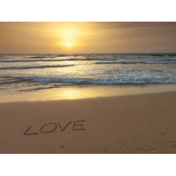 Sand writing - Word Love written on beach Print