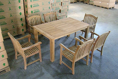 Kendal Rectangle Teak Dining Table w/ 6 Sumbawa Armchairs