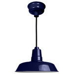 Cocoweb - 14" Vintage LED Hanging Light in Cobalt Blue with 7' Adjustable Cord - An elegant combination of classic looks and modern technology, Cocoweb's Oldage series of barn lights blend authentic barn lighting style with the latest in LED lighting technology! The Oldage may look like a vintage ceiling light, but it is integrated with Cocoweb's proprietary energy efficient natural-light LEDs. Sophisticated design meets cutting-edge systems in this elegant pendant light!