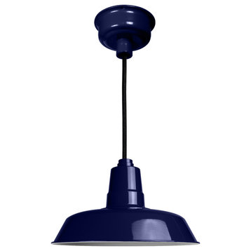 14" Vintage LED Hanging Light in Cobalt Blue with 7' Adjustable Cord