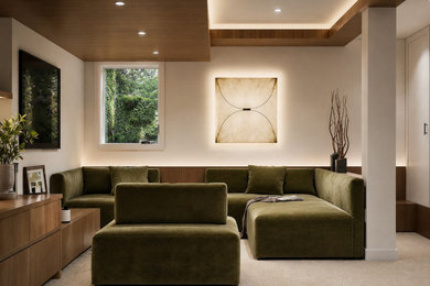 Example of a minimalist family room design