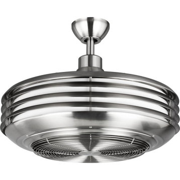 Sanford 24" Enclosed Indoor/Outdoor Ceiling Fan, LED Light, Brushed Nickel