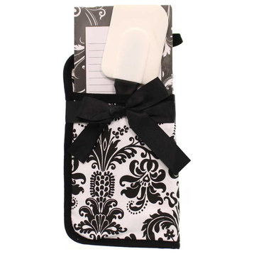 Home & Garden BLACK & WHITE SWIRL POT HOLDER Fabric Set Pad Spatula 42026