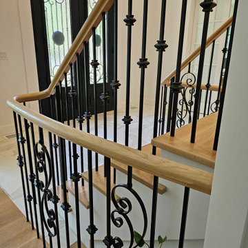 Project #120 | White Oak Staircase with Iron Balusters