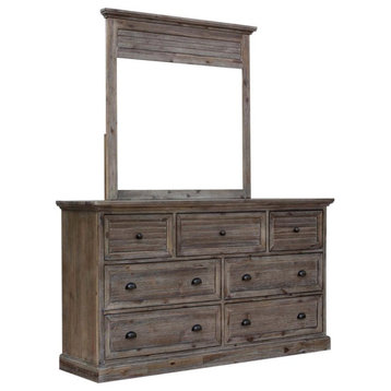 Sunset Trading Solstice 7-Drawer Wood Dresser with Shutter Mirror in Gray/Brown