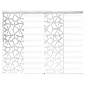 Scattered-Blanched White 4-Panel Track Extendable Vertical Blind 48-88"x118.5"