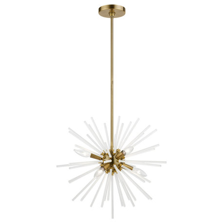 Uptown 6 Light Antique Brass Pendant Chandelier