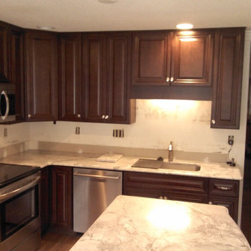 Kitchen Cabinet Replacement from Oak to Walnut stained Maple