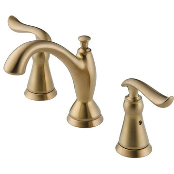 Widespread Bathroom Faucet, Elegant Design With 2 Handles, Champagne Bronze
