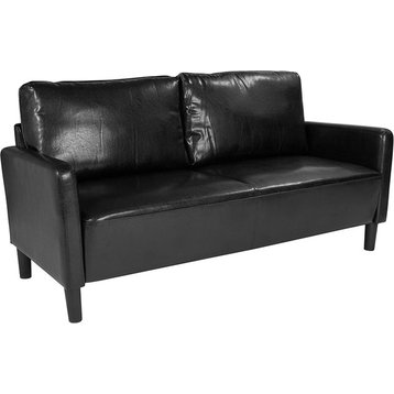Washington Park Upholstered Sofa, Black Leather