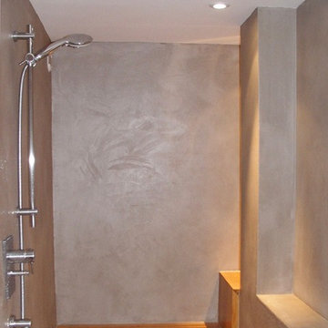 Création douche à l'italienne en béton ciré