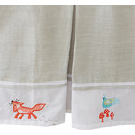 The Little Acorn - Fox and The Finch Applique Crib Skirt - What if you don't use a bumper but you want something decorative for the crib? Now you can design your crib with a modern and sophisticated crib-skirt of 100% natural grey linen with a clean white percale border. Fox and the Finch are whimsically hand appliqued and embroidered within the white border of both long sides and short sides of this sophisticated tailored inverted pleated crib skirt. Charming addition to the Fox and the Finch nursery and toddler bedding, as well as the perfect coordinate to our Fox Toile and Clouds crib sheets.