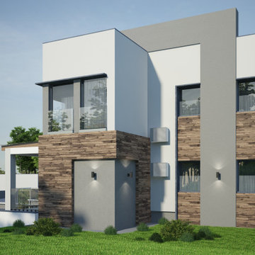 High-tech house exterior rendering project