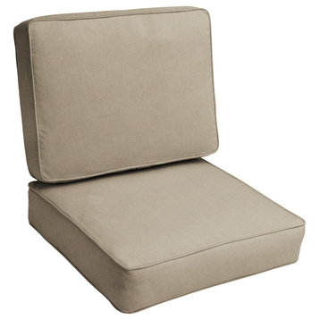 Sunbrella Canvas Taupe Outdoor Corded Cushion Set, 22 in x 22 in