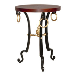 Parisian Side Table with Wood Parquetry Top - Side Tables And End Tables