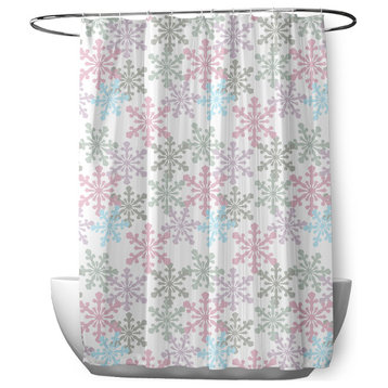 70"Wx73"L Snow Fall Shower Curtain, Pink Icing