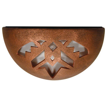 Small Bowl Uplight Ceramic Wall Sconce with Shards Design, Antique Copper