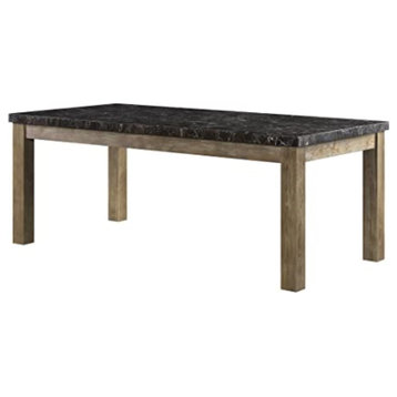 Dn00553 Dining Table , Marble Top and Oak Finish Charnell
