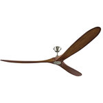 Monte Carlo Fans - Monte Carlo Fans 3MAVR88BSKOA Maverick Super Max - 88" Ceiling Fan - With a sleek modern silhouette, a DC motor and super energy-efficiency, the Maverick Super Max ceiling fan from Monte Carlo features softly rounded blades and elegantly simple housing. Maverick Super Max has an impressive 88-inch blade sweep and a 3-blade design that delivers a distinct profile for extra-large living rooms, great rooms or outdoor covered areas. It includes a hand-held remote with six speeds and reverse, and is available in a Brushed Steel finish with either Dark Walnut or Koa blades, Matte Black finish with Dark Walnut blades, and Aged Pewter finish with Light Grey Weathered Oak blades. All versions feature beautiful hand-carved, balsa wood blades. ENERGY STAR qualified.Canopy Included: TRUE Canopy Diameter: 5.11Rod Length(s): 6.00Warranty: Limited Lifetime* Number of Bulbs: *Wattage: * BulbType: * Bulb Included: No