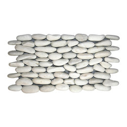 CNK Tile - Premium White Pebble Tile - Natural Stone for Walls & Backsplashes, 6x12 - Mosaic Tile