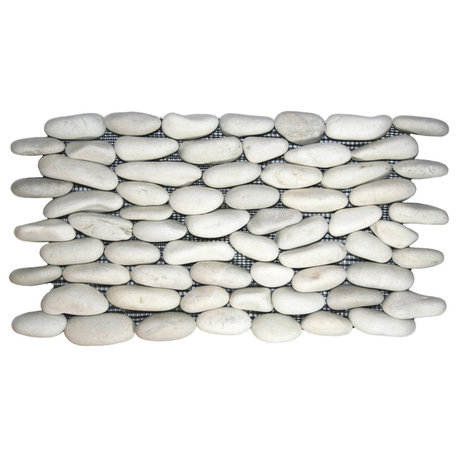 Premium White Pebble Tile - Natural Stone for Walls & Backsplashes, 6x12