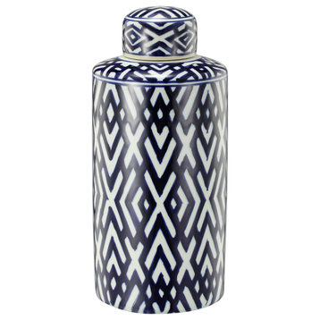 Carlyle Decorative Jar or Canister, Blue and White, 6"