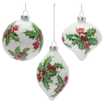 Glass Holly Berry Ornament, 6-Piece Set
