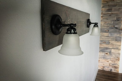 Custom stained wood wall light fixtures