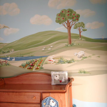 Custom mural for the baby boy room. Farm theme.