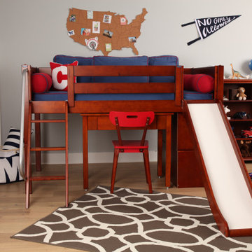 Espresso Loft Bed with Slide and Desk