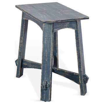 Sunny Designs Marina Farmhouse Mahogany Wood Chair Side Table in Ocean Blue