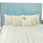 Barn Walls - Handcrafted Headboard, Hanger Style, Baby Blue, King - [Floating Panels] Built with individual panels that can be easily hung side by side onto the wall like a picture frame. They do not attach to a bed frame, as the height can be adjusted to your convenience.