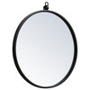 Elegant Decor MR4718BK Metal Frame Round Mirror, Decorative Hook, 18"