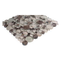 White with Dark Emperador Glossy and Matte Bubble Glass Mosaic Tiles - Home Accessories & Decor