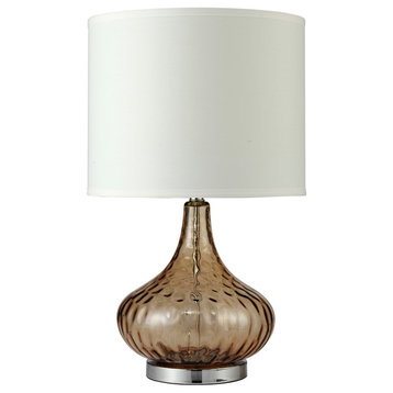 24.5" Courtney Fluted Amber Glass Table Lamp