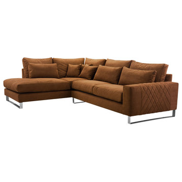 KAIA Sectional Sofa, Copper Brown, Left
