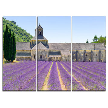 "Abbey of Senanque Blooming Lavender" Wall Art, 3 Panels, 36"x28"