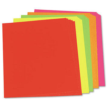 Neon Color Poster Board, 28 x 22, Green/Orange/Pink/Red/Yellow, 25/Carton