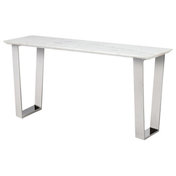 Nuevo Furniture Catrine Console Table, White/Silver