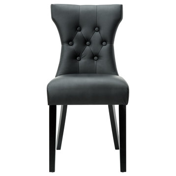 Silhouette Tufted Faux Leather Dining Side Chair, Black