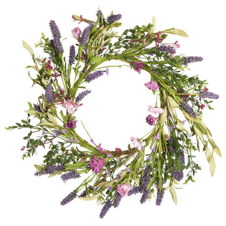 Vickerman 24" Artificial Purple Lilac Wild Flower Wreath