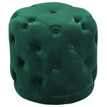 Meridian Furniture - Harper Velvet Upholstered Ottoman/Stool, Green - Bring brilliant color to life in your room with this Harper Green Velvet Ottoman/Stool. Jewel-toned upholstery in an eye-grabbing color makes this ottoman a standout in your space, and the deep button tufting adds a glamorous, Hollywood-inspired look. Place this ottoman near a chair in the living room or den to give yourself a posh spot to prop up your feet while you rest and unwind.