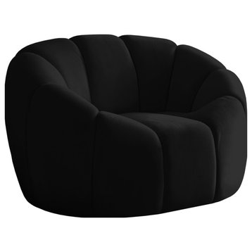 Elijah Velvet Upholstered Chair, Black