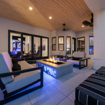 Contemporary Outdoor Escape in Scottsdale Spa, Outdoor Bar & Luxury Waterfall