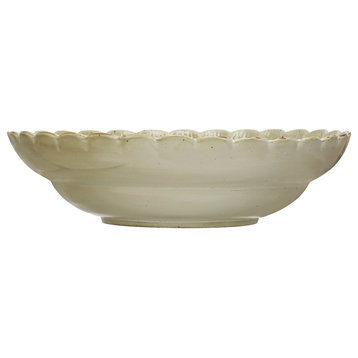 Stoneware Bowl with Scalloped Edge, Ivory