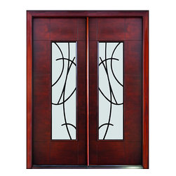 Mahogany Contemporary Wood Doors Milan San Donato E-04 - Front Doors