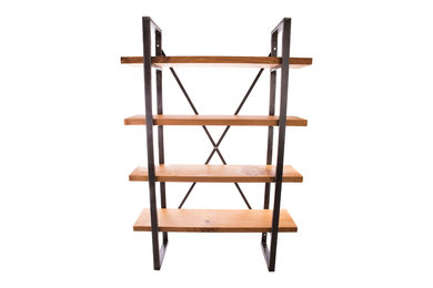 Oak and Steel Industrial Bookcase