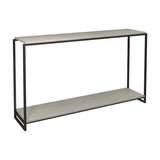 Federico Narrow Console Table, Weathered Oak, Black Accent