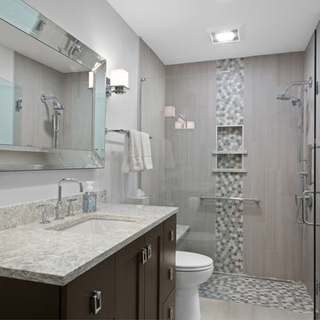 Bright White Design-Build Bathroom Remodels, 3 Spaces 1 Client Columbus OH