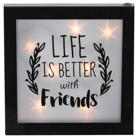 9" B/O LED Lighted "Life is Better With Friends" Framed Wall Decor